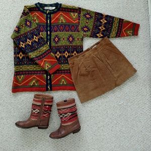 Vintage graphic wooden button down sweater